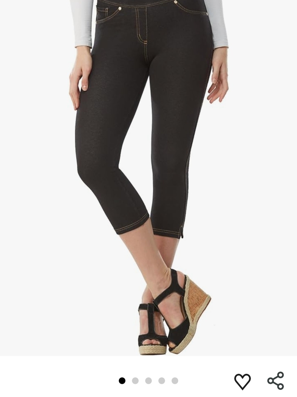 Nygard Slims Cropped Black Ponte Jegging Capris with Contrast Stitching